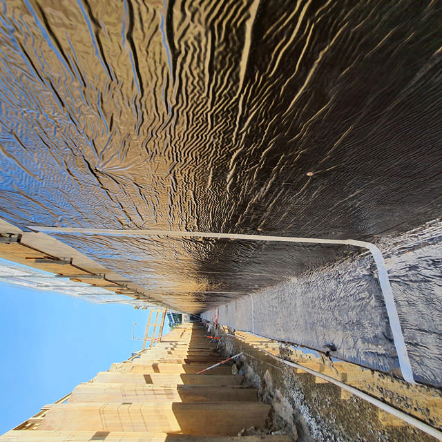 Volclay voltex DS_Byggeplads Odense_1.jpg Voltex DS membran 1,10x5 m. HDPE-folie. 35 rl./pl.