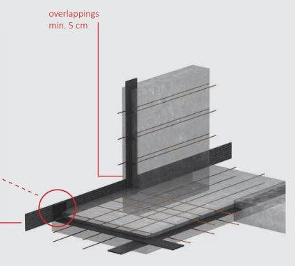 Cemflex VB i bundplade og væg.JPG CEMflex VB fugeblik 150x1,25 mm. L=2 m. 100 m./ks